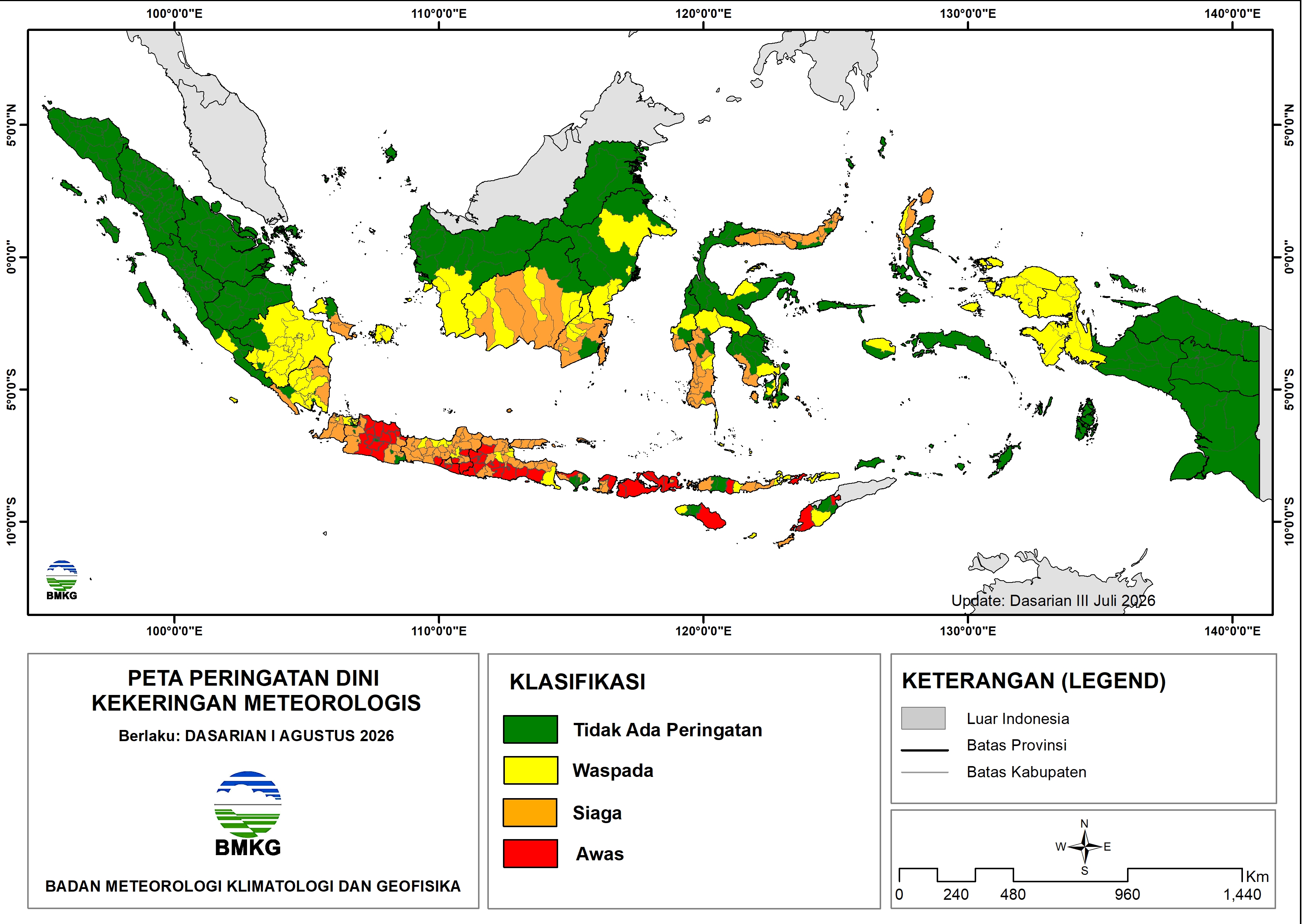 Peta Peringatan Dini Kekeringan Meteorologis BMKG